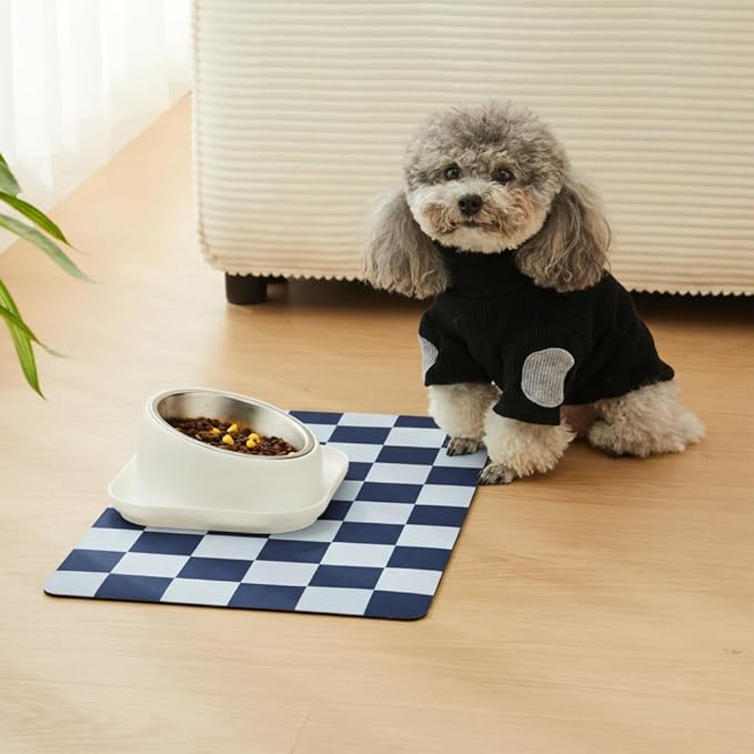 Checkered Dog Feeding Mat, Absorbent Mats - Image 2