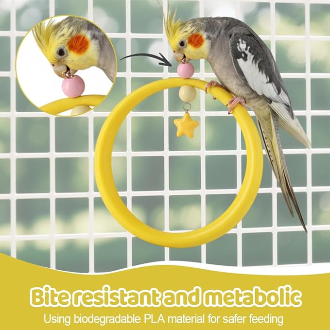 2PCS Bird Swing, Round & Half Moon Parrot Swing Perch - Image 5