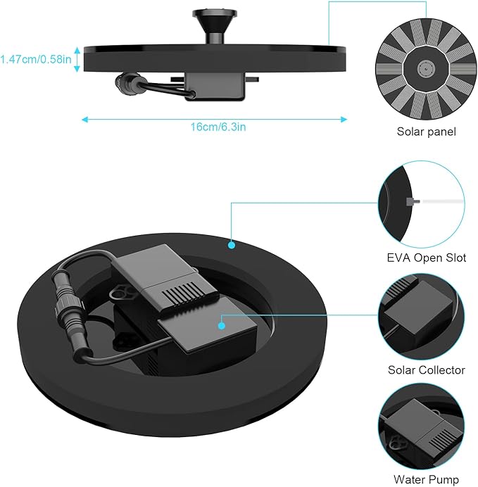 Solar Fountain Pump for Bird Bath, 1.4W Water Fountain - Image 4