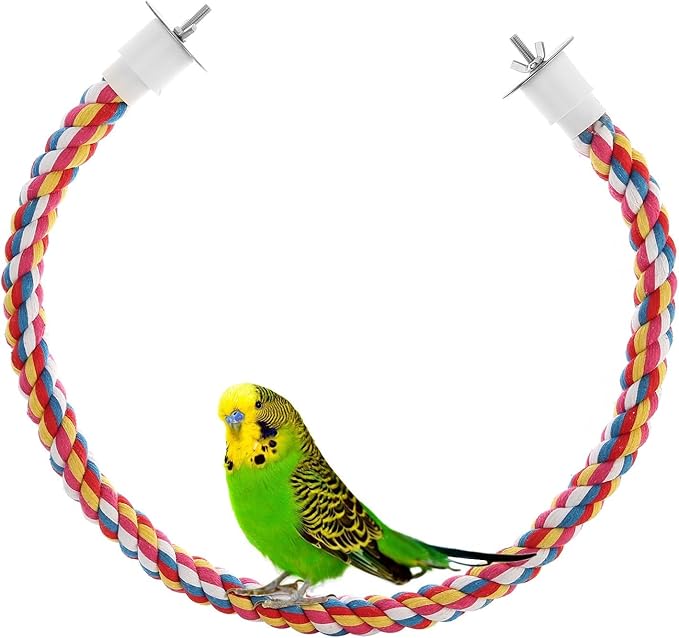 Bird Rope Perches, Parrot Toys 21 inches Rope Bungee Bird Toy - Image 7