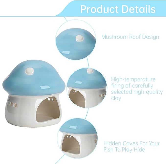Cute Aquarium Mushroom House Betta Fish Tank Accessory Decor Mini Ceramic Fish - Image 5
