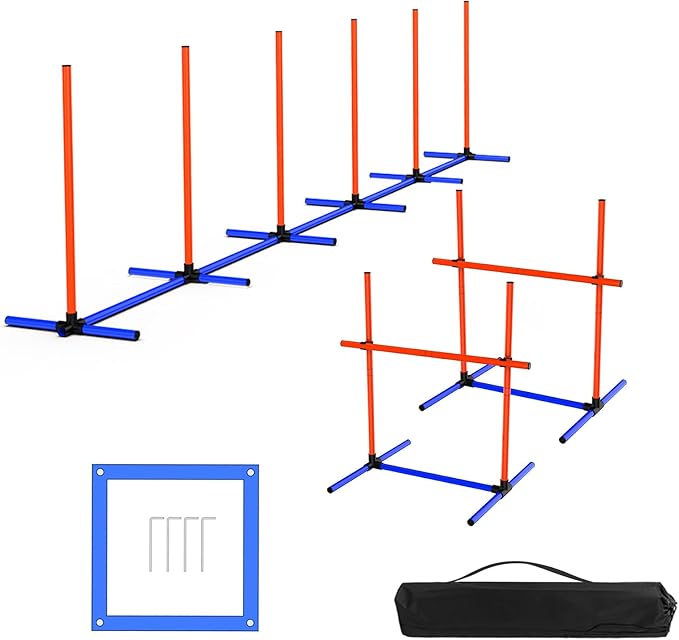 Dog Agility Training Equipment, 4-Sets Adjustable Dog Jumps & Hurdles Set by mioule