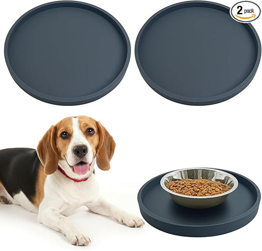BNOSDM 2 PCS Dog Feeding Mat 9.1 in Silicone Pet Food Mats Waterproof by BNOSDM