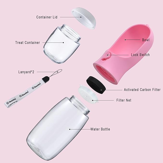 Cibaabo Dog Water Bottle with Food Container, Travel Puppy Water Bowl, Portable - Image 3