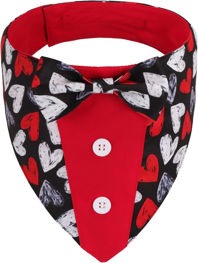 ADOGGYGO Valentine Dog Tuxedo, Adjustable Valentine Bandana by ADOGGYGO