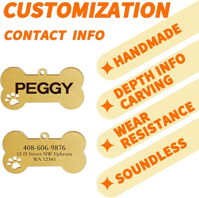 Dogs ID Tags Personalized Double Sided Deep Engraved Cat & Dog Collar Charm - Image 4