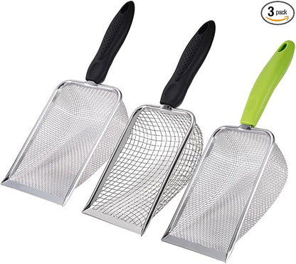 3PCS Stainless Steel Cat Litter Scoop, Litter Cleaner Corner Scoop Sand Sifter by SUMHEN