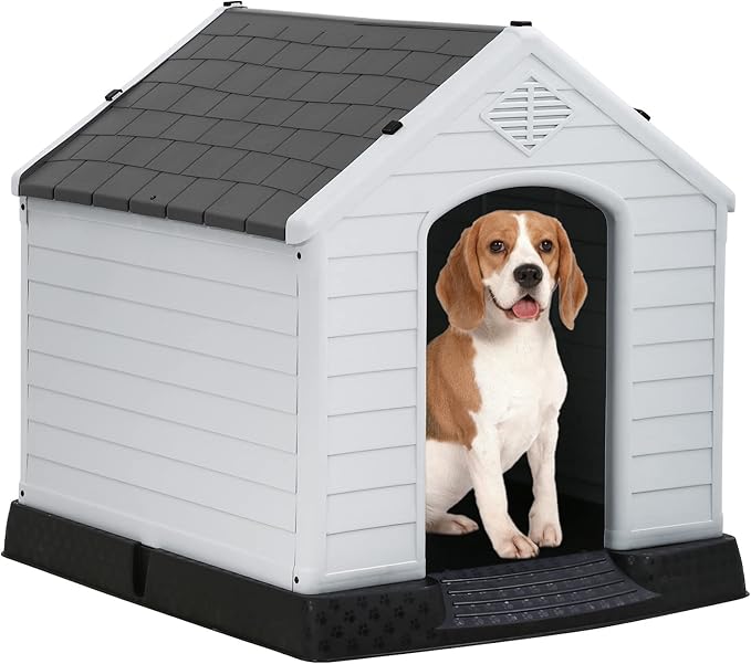 FDW Dog House Indoor Outdoor Durable Ventilate Waterproof Pet Plastic Dog House by FDW