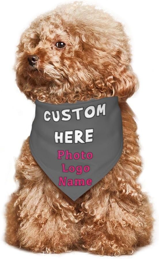 Personalized Dog Bandanas Custom Pet Scarf Add Your Own Logo Photo Text - Image 6