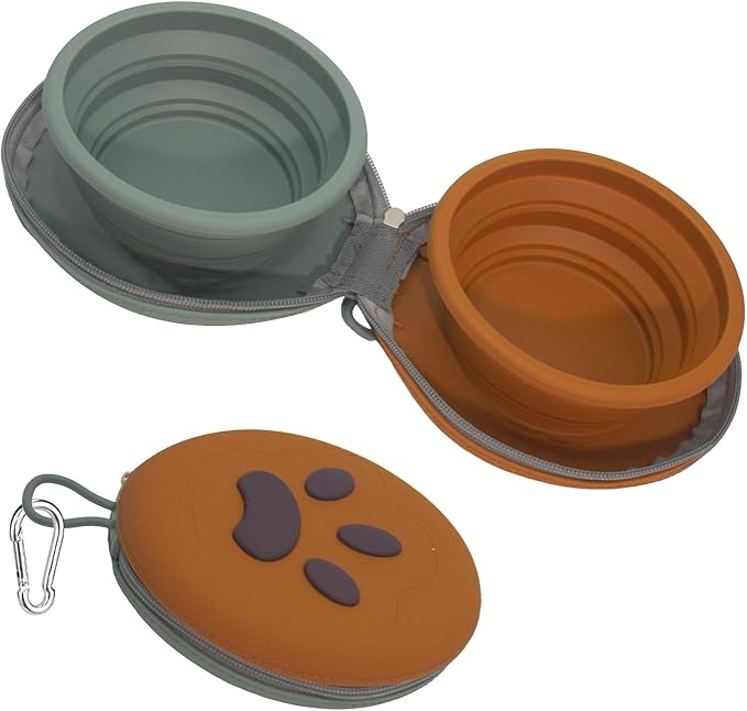 Collapsible Dog Bowls, 2-in-1 Silicone Pet Food and Water Bowl by guardingwhatyouLove