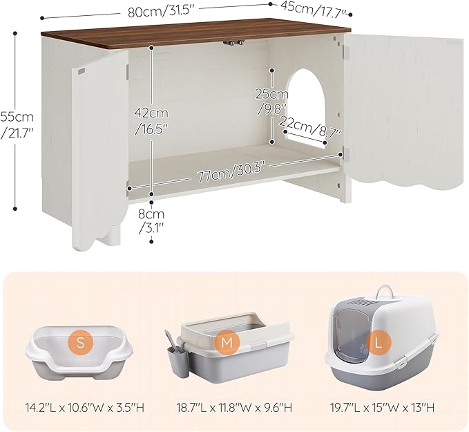 HOOBRO Cat Litter Box Enclosure, 31.5" Hidden Litter Box Furniture - Image 5