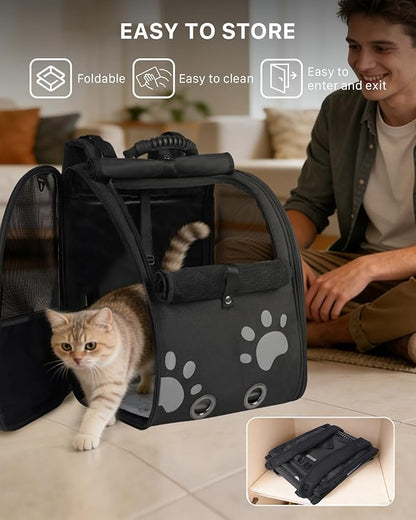 Cat Backpack Carrier with Comfort Handle, Ventilated Cat Backpack with - Image 7