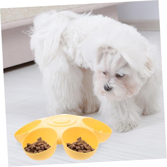 VOSAREA 2pcs Flower Petal Pet Feeding Bowls Multi-Compartment Reusable Plastic - Image 8