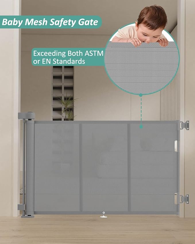 Miumoon 71 inch Retractable Baby Gates 34 inch Tall, Retractable Gate - Image 5