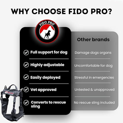 Fido Pro Panza Harness V2 with Deployable Emergency Dog Rescue Sling - Image 6