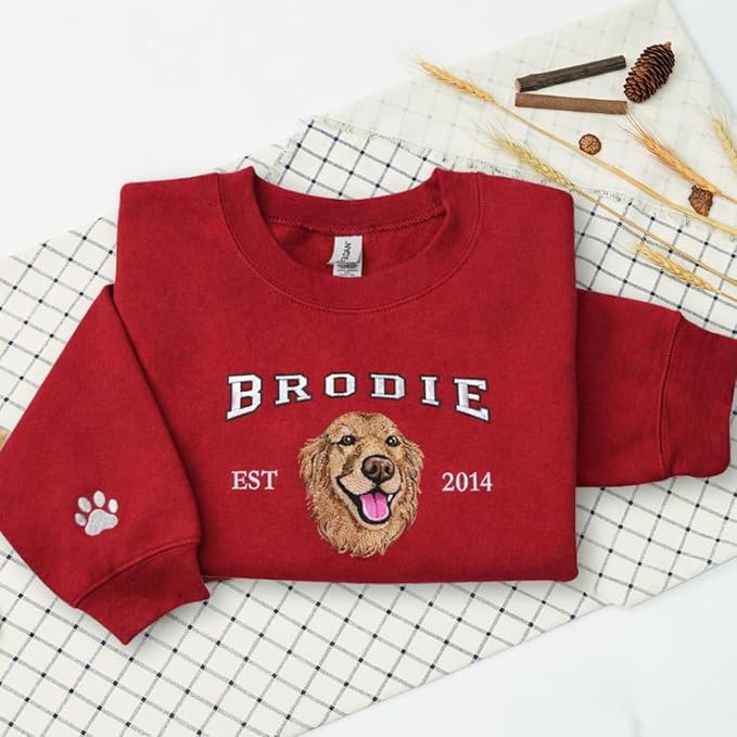 Custom Embroidered Sweatshirt Dog From Real Photo - Image 3