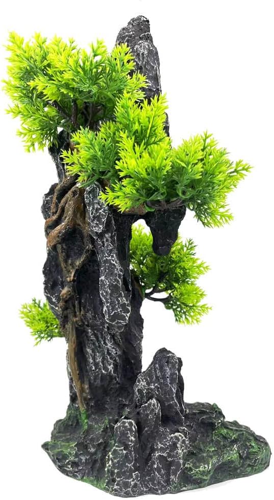 Aquarium Mountain View Stone Ornament Tree Rock Cave by GOLOMOZ