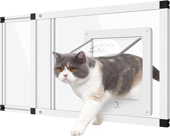 Sliding Cat Door for Window, Fits 22"-28.5" Width Window, 1-Min Install | by Yoochee