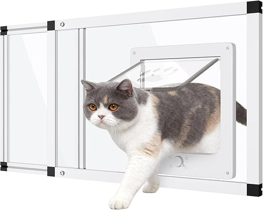 Sliding Cat Door for Window, Fits 22"-28.5" Width Window, 1-Min Install | by Yoochee