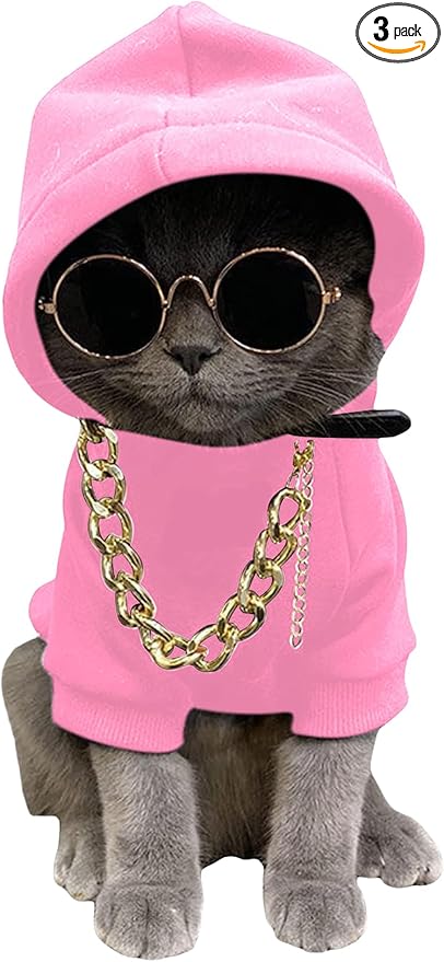 QWINEE 3Pcs Dog Hoodie Cat Apparel Dog Custume Set by QWINEE