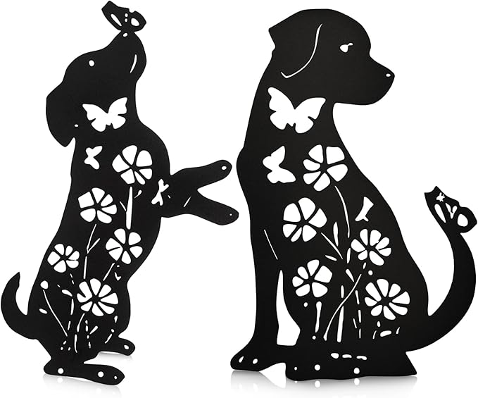 Metal Dog Garden Stakes Lawn Decor, Weather Resistant Steel Puppy Garden Art by Unknown