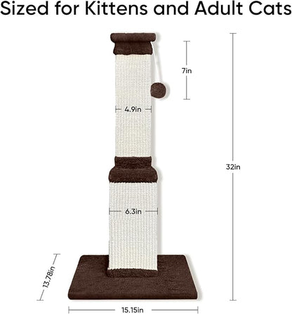 32 Tall Cat Scratching Post for Large Cats, Cat Scratcher for Indoor Cats Adults - Image 3