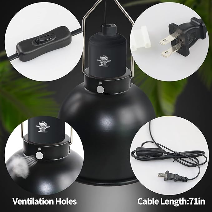 LUCKY HERP Aluminum 5.5inch Shallow Dome Reptile Light Fixture, Reptile Heat - Image 4