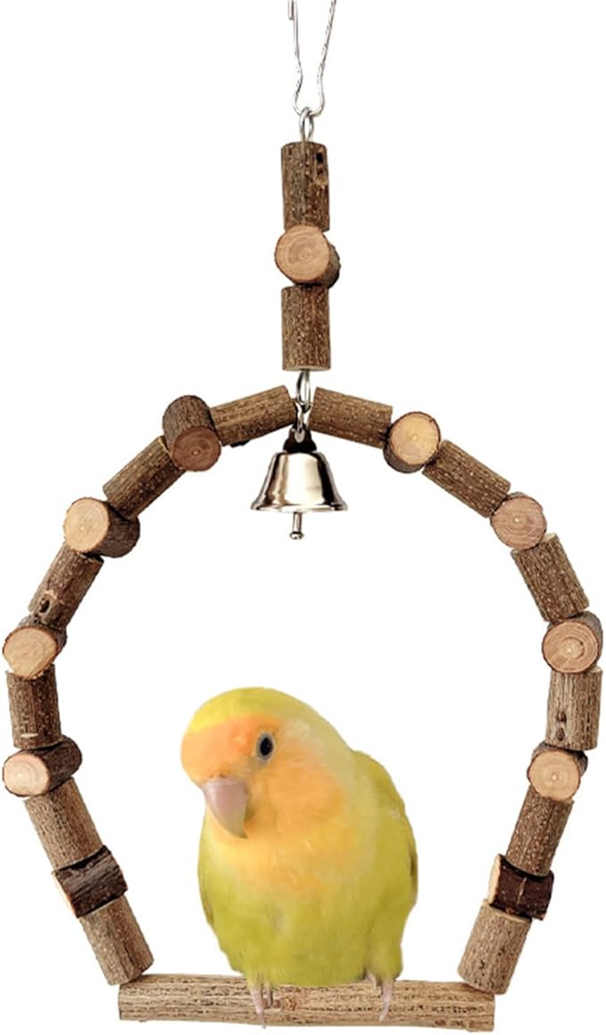 Natural Wood Bird Swing Perch - Image 2