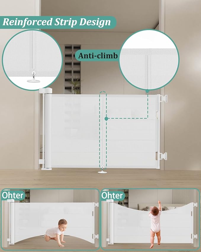 Miumoon 59 inch Retractable Baby Gates 34 inch Tall, Retractable Gate - Image 2
