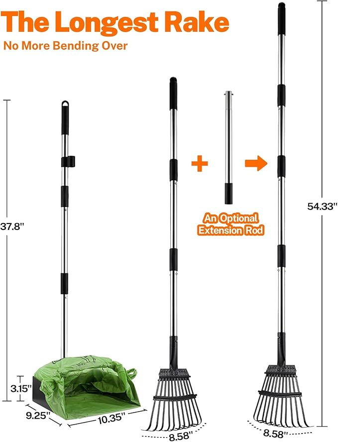 Toozey Dog Pooper Scooper for Large Dogs — 54" Extra Long Handle Poop Scooper - Image 3