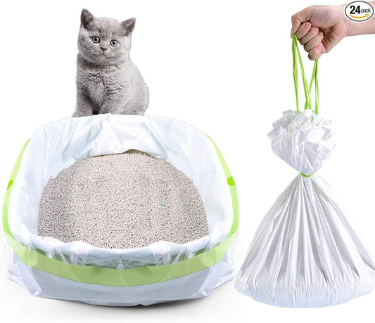Cat Litter Liners Large, Jumbo Drawstring Extra Durable Pet Cat Pan Liners by PETOCAT