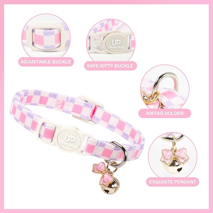 Cat Collar, Pretty Plaid Kitten Collars - Image 3