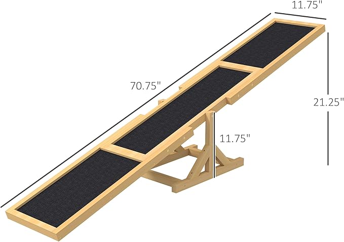 PawHut Wooden Dog Agility Seesaw - Image 7