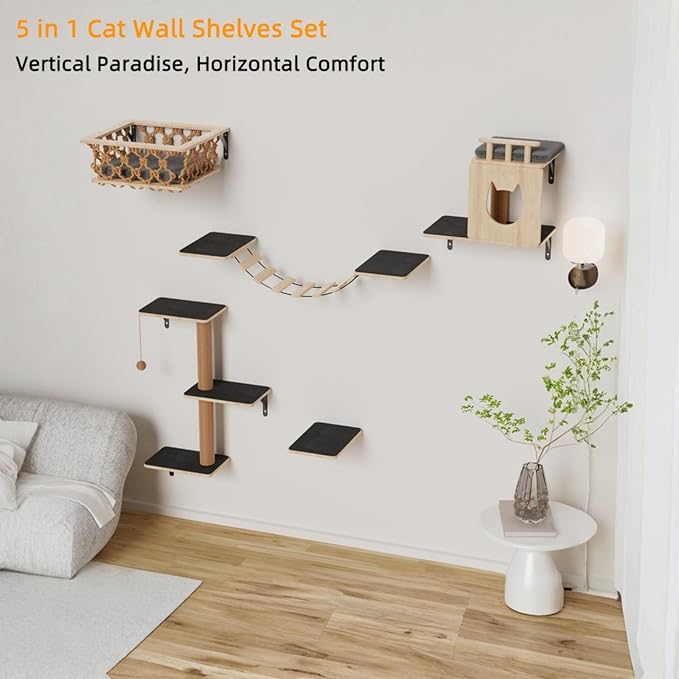 5-in-1 Cat Wall Shelves Set - Image 6