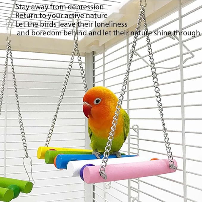 Bird Swing, Parakeet Swing, Parrot Perch Stand, Natural Wooden Swing Hanging - Image 6