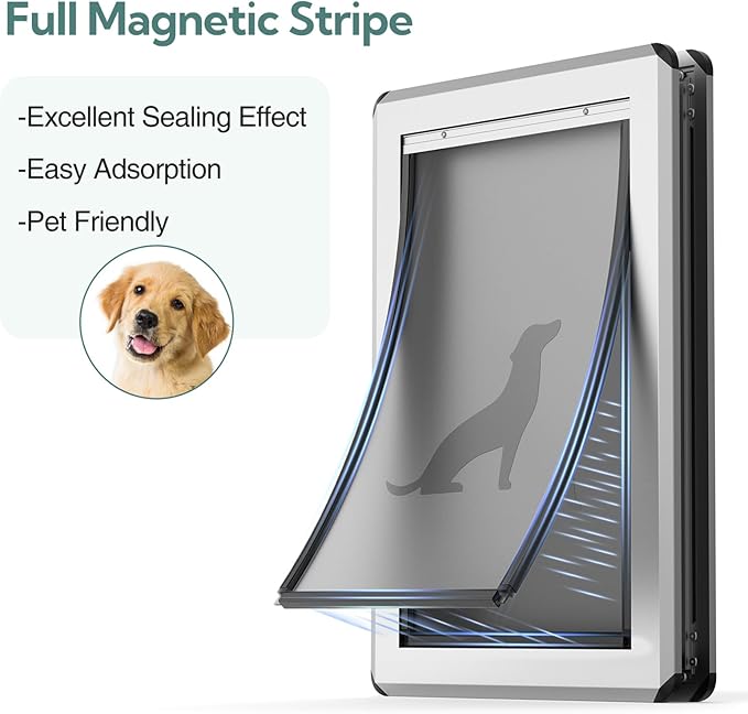 Full Enclosed Magnetic Flaps Dog Door, Rustproof Aluminum Alloy Frame, Extreme - Image 3