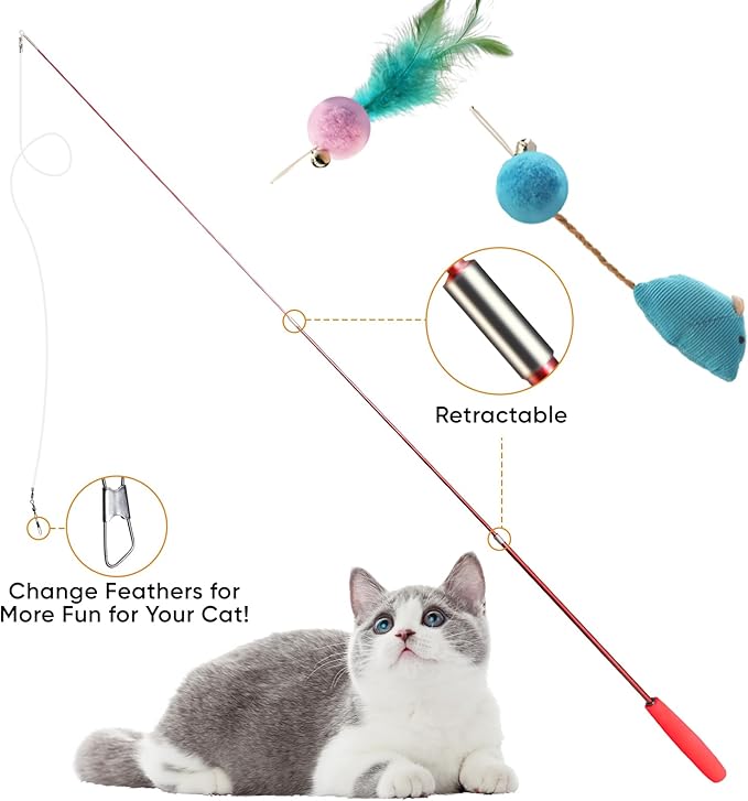 Cat Toys for Indoor Cats, 11 Packs Interactive Cat Wand Toy Set - Image 2