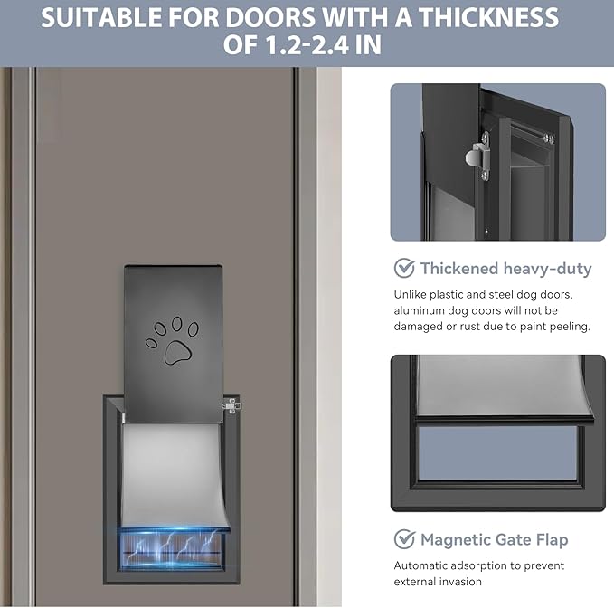 3-Flaps Heavy-Duty Dog Door, Rust Proof Aluminum Alloy Frame, Extreme Weather - Image 3