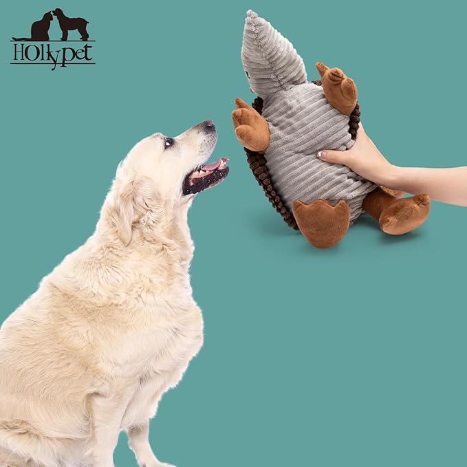 Hollypet Plush Dog Squeaky Toy Stuffed Armadillo Animal Pet Puppy Chew Toys - Image 5