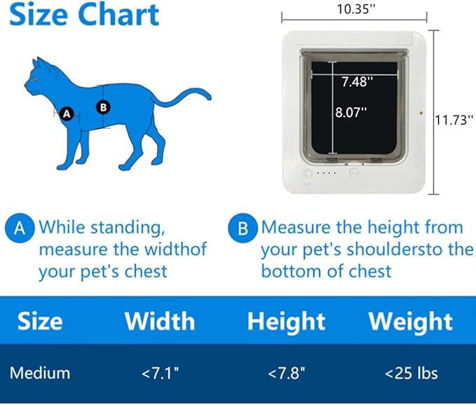 Microchip Cat Flap, Remote Control, Automatic Pet Door 11.73"X10.35", 4-Way - Image 6