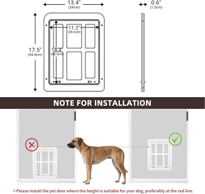 Dog Door for Screen Door with Magnetic Auto-Close, Lockable Doggy Door for - Image 6