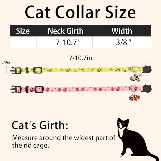 Cat Collar Breakaway, 2 Pack Cotton Kitten Collars - Image 6