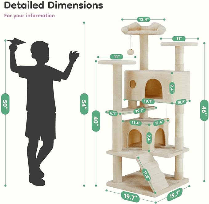 DUMOS 54-inch Indoor Cat Tree Tower –Multi-Level Pet House - Image 7