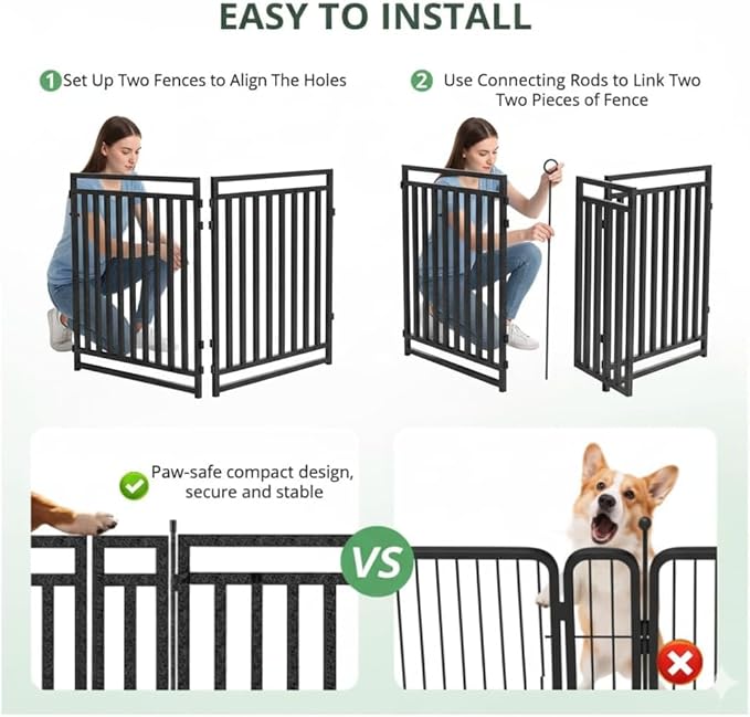 Dog Fence Outdoor Indoor, 47 Inches Height 32 Panels Dog Playpen - Image 3