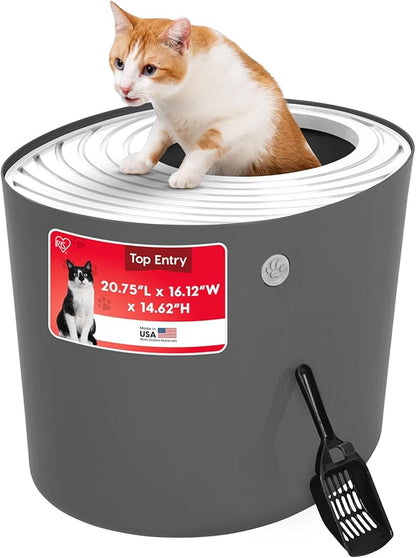IRIS USA Cat Litter Box Large Top Entry by IRISUSA