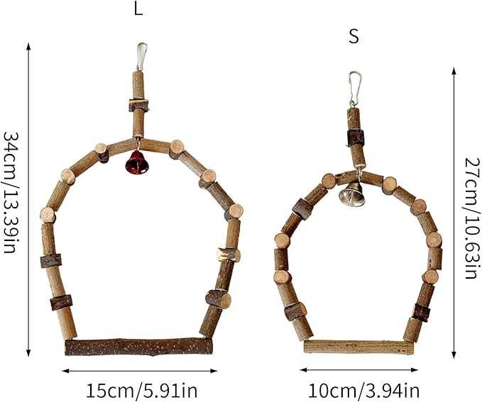 Natural Wood Bird Swing Perch - Image 8