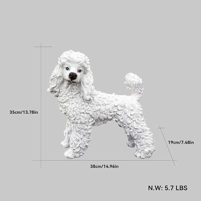 White Poodle Dog Garden Statue - Image 4
