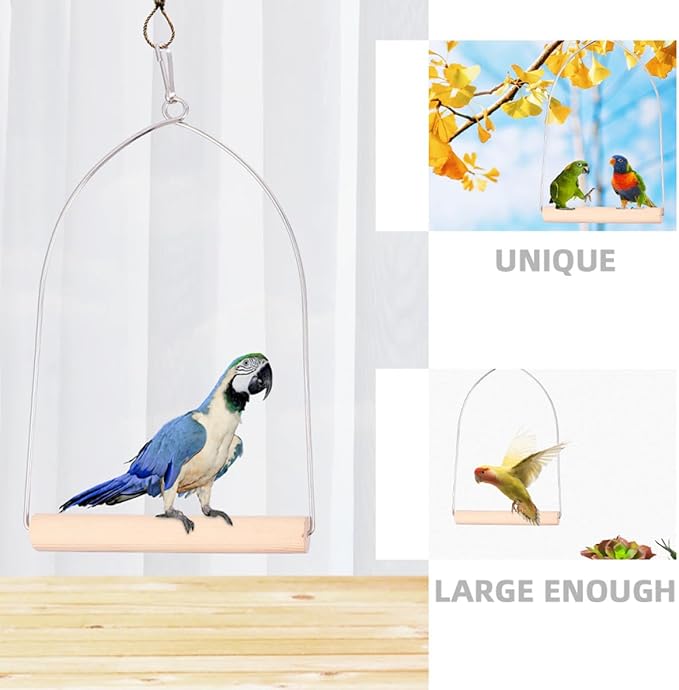 Hummingbird Wooden Perch with Rust-Resistant Metal Frame and Hanging Chain - Image 6