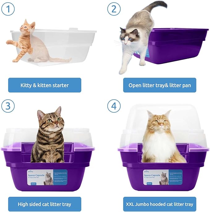 Petfamily Cat Litter Box, Large Foldable Jumbo Hooded Cat Litter Box - Image 6