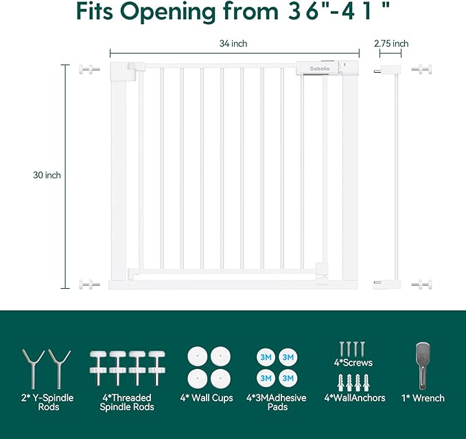 Babelio Baby Gate for Doorways and Stairs, 36-41" Pet Gate - Image 6